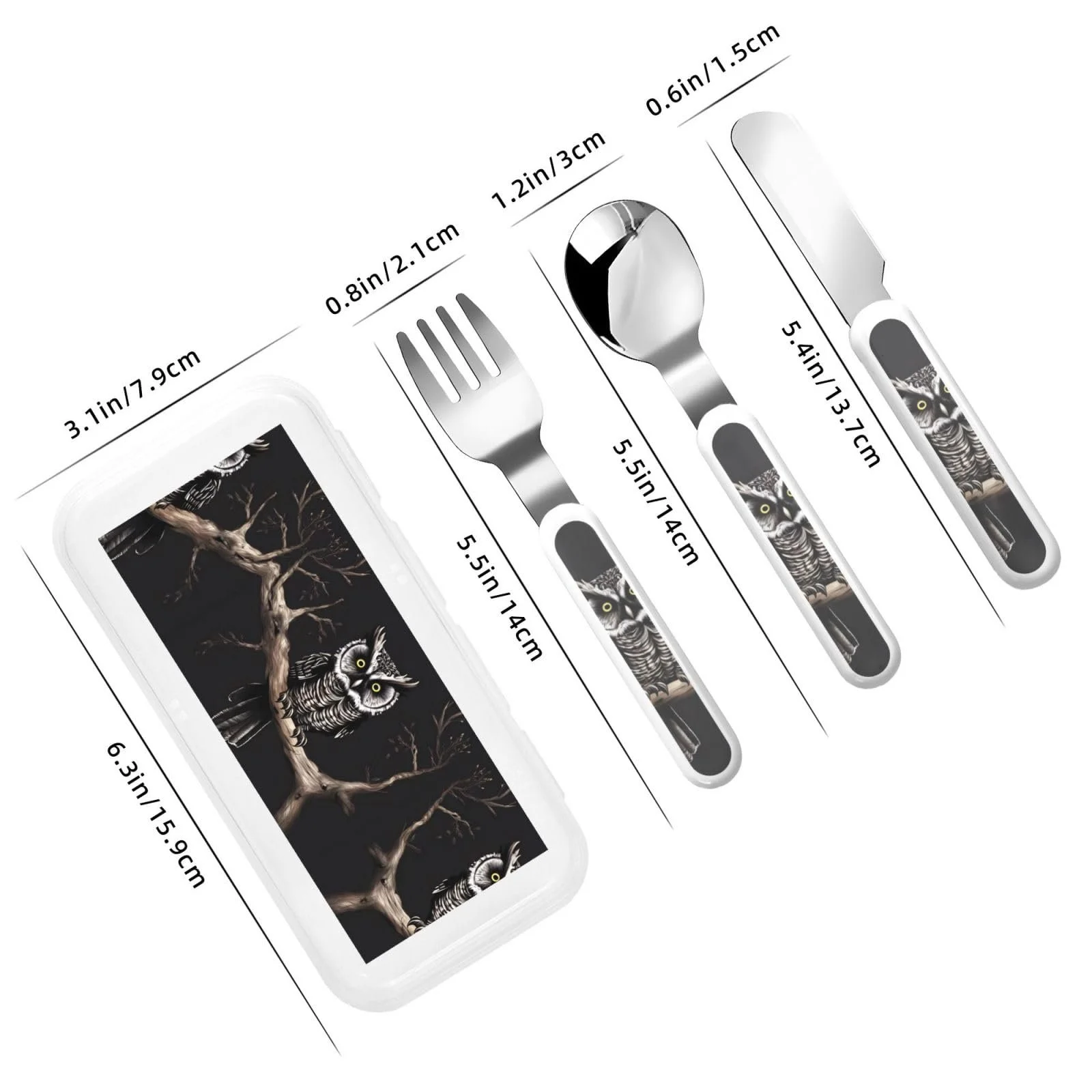 Дитячий набір столових приборів Late Night Owl, 3 предмети, фото №3 Дитячий набір столових приборів Late Night Owl, 3 предмети, фото №3