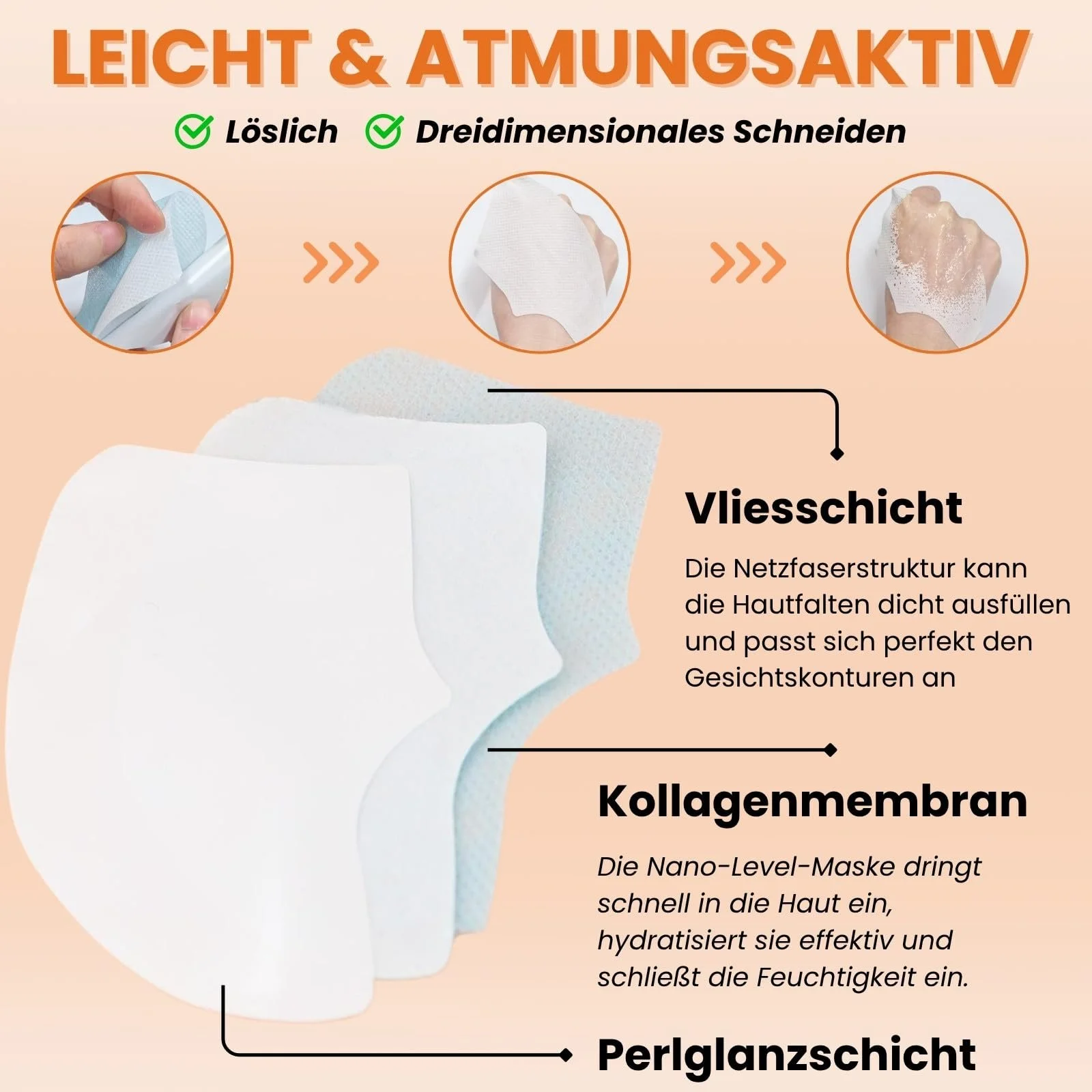 Плівка розчинного колагену, пакування з 5 штук, колагенова маска для пружності шкіри, фото №3