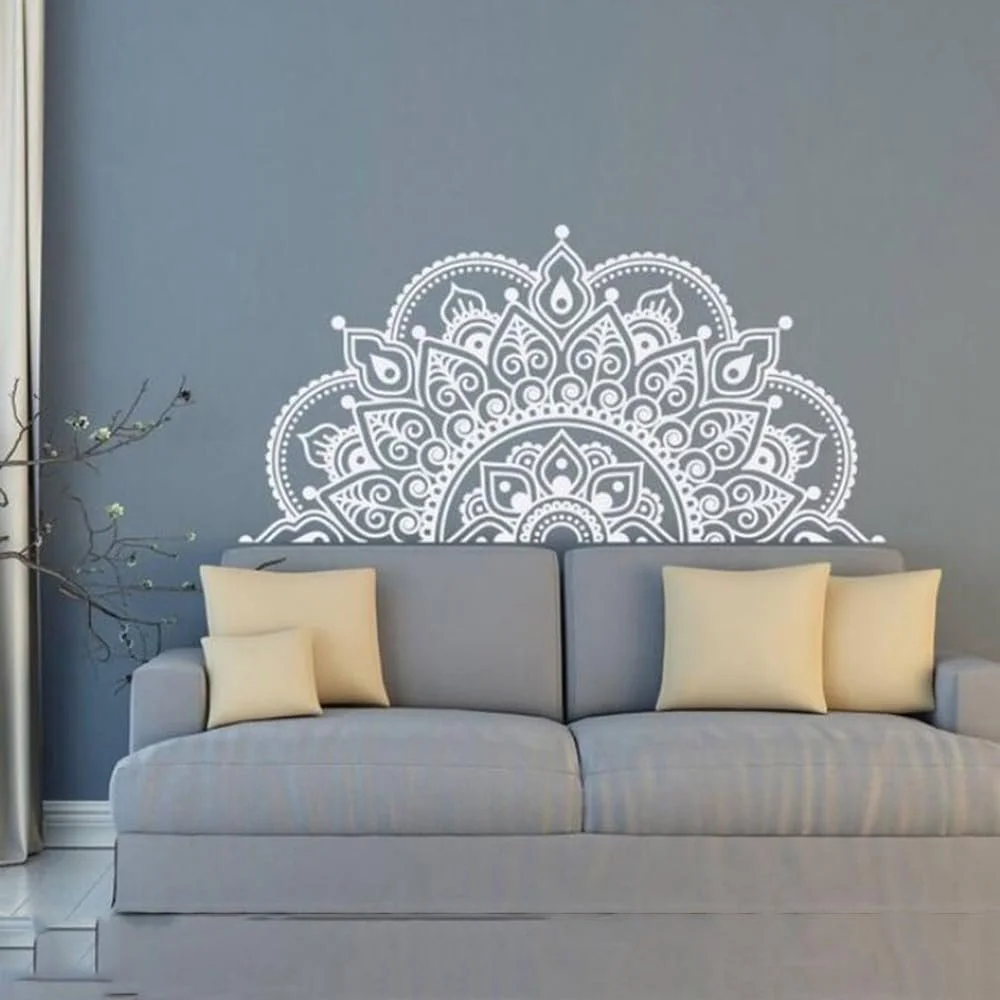 Наклейка на стіну Large Mandala Boho Flower Біла 116 x 57 см, фото №1