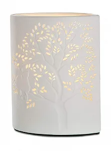 Настільна лампа GILDE Кот на дереві бісквітна порцеляна біла 20 см - Фото 1