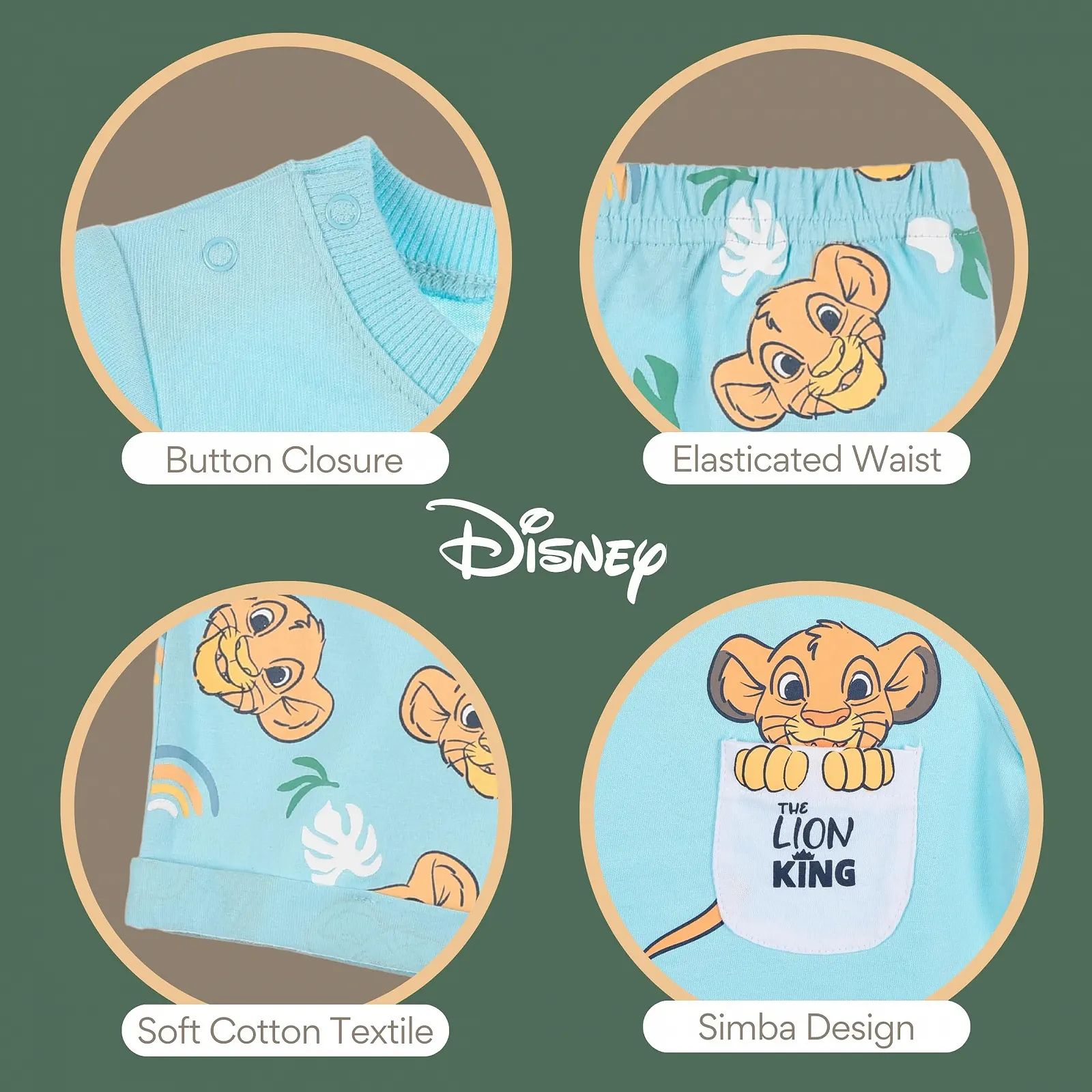 Комплект (футболка та шорти) Disney The Lion King для малюків, піжама з м'якої бавовни, 2 предмети, фото №6