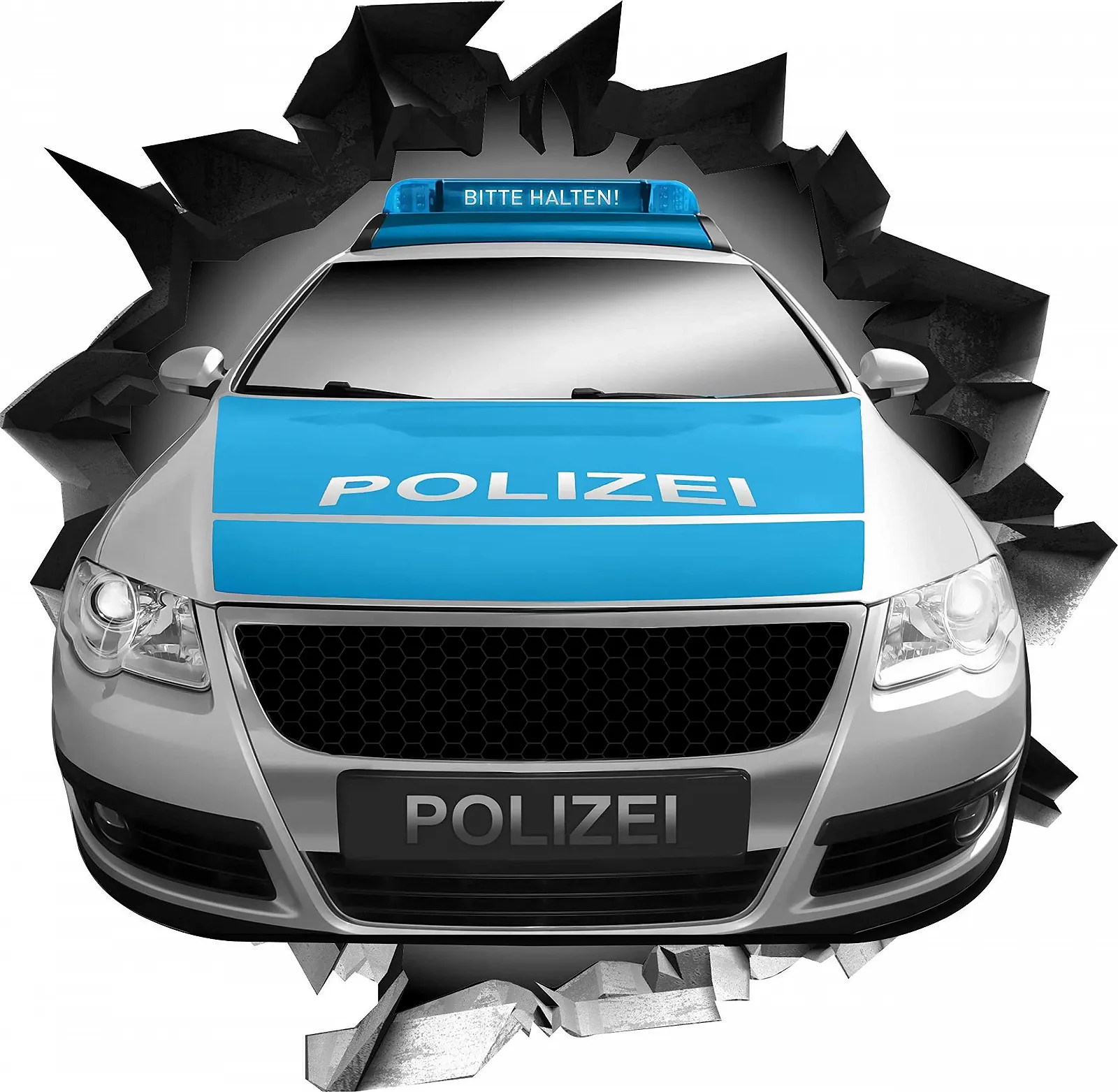 Наклейка на стіну BLACK LABEL GRAFX WallArtML213 Police Car 3D Effect 71 x 70 см, фото №1