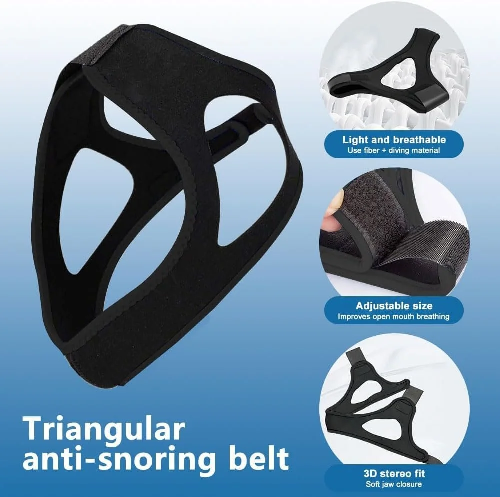 Ремень от храпа на подбородок Sleeping Open Breathing Correction Belt Anti Snoring Braces Snoring Splint для мужчин, черный, фото №4