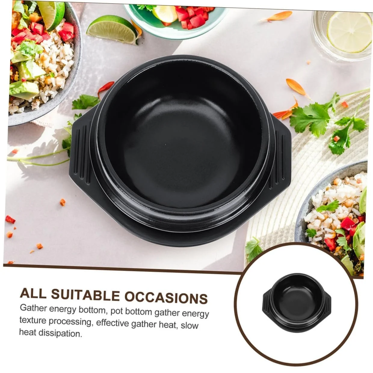 Кастрюля керамическая Casserole с термостойкой подставкой, нескользящая, равномерный нагрев, фото №5