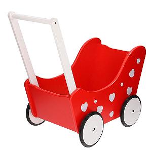 Коляска для кукол Poppenwagen Rood с сердечками - Фото 1