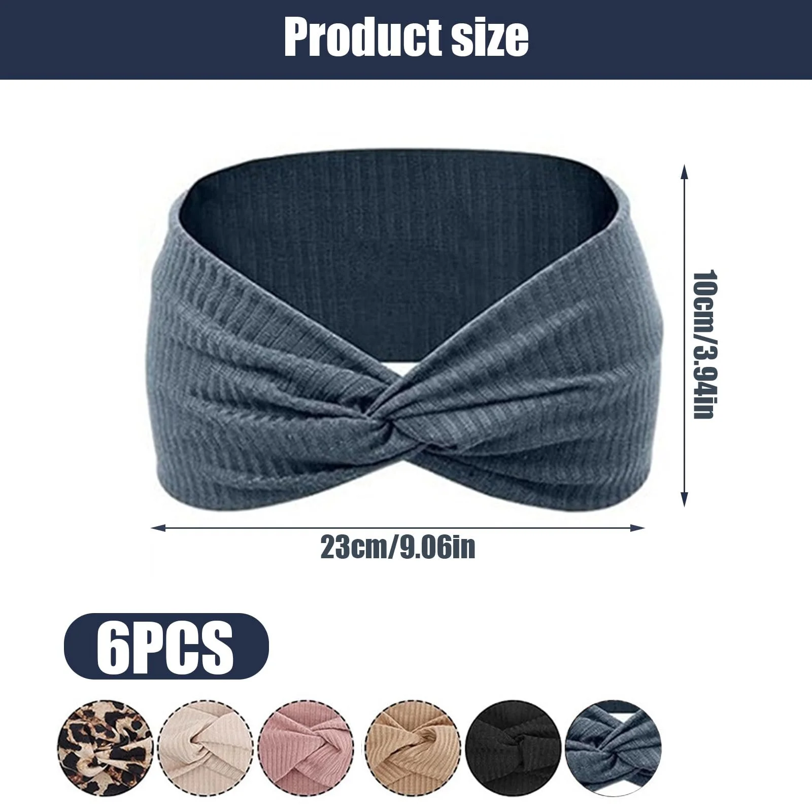 Пов'язка на голову Трикотажна Жіноча Набір з 6 штук, фото №2
