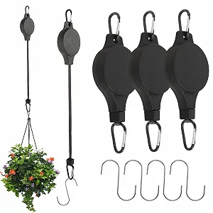 Крючки для растений выдвижные 4 шт. Высокопроизводительные с нейлоновым тросом 80 см Черные - Фото 1