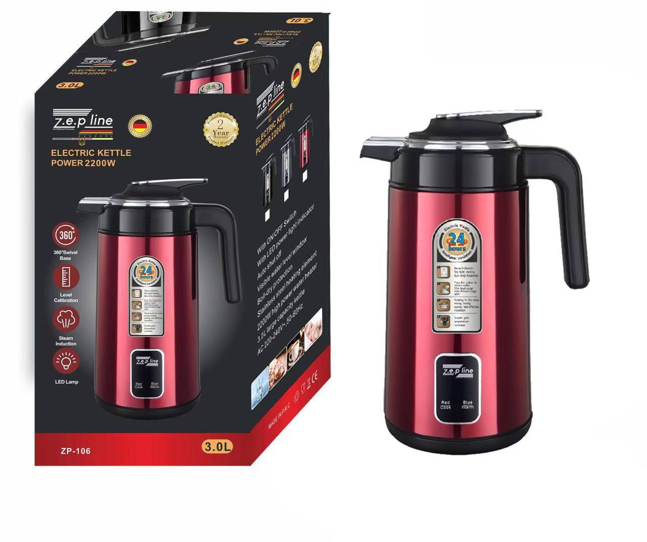 Термос с индикатором температуры Zepline ZP-106 на 3 л 2200Вт Красный, фото №2 Термос с индикатором температуры Zepline ZP-106 на 3 л 2200Вт Красный, фото №2