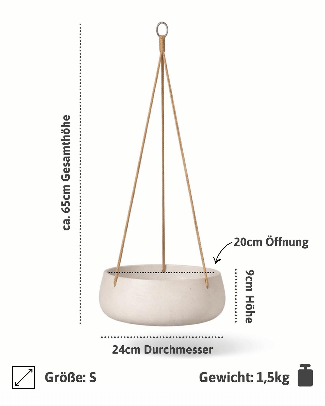 Підвісна чаша для рослин Pottery Pots Eileen Grey ефект бетону діаметр 24 см висота 9 см S, фото №3 Підвісна чаша для рослин Pottery Pots Eileen Grey ефект бетону діаметр 24 см висота 9 см S, фото №3