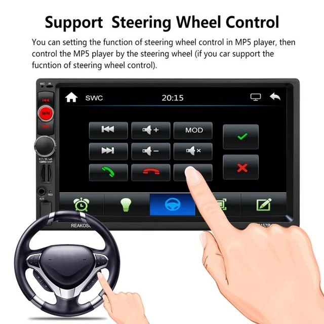 Автомагнітола REAKOSOUND RK-7157G / 7" / Сенсорна / Bluetooth / GPS / USB / AUX / TF slot / 2DIN, фото №5