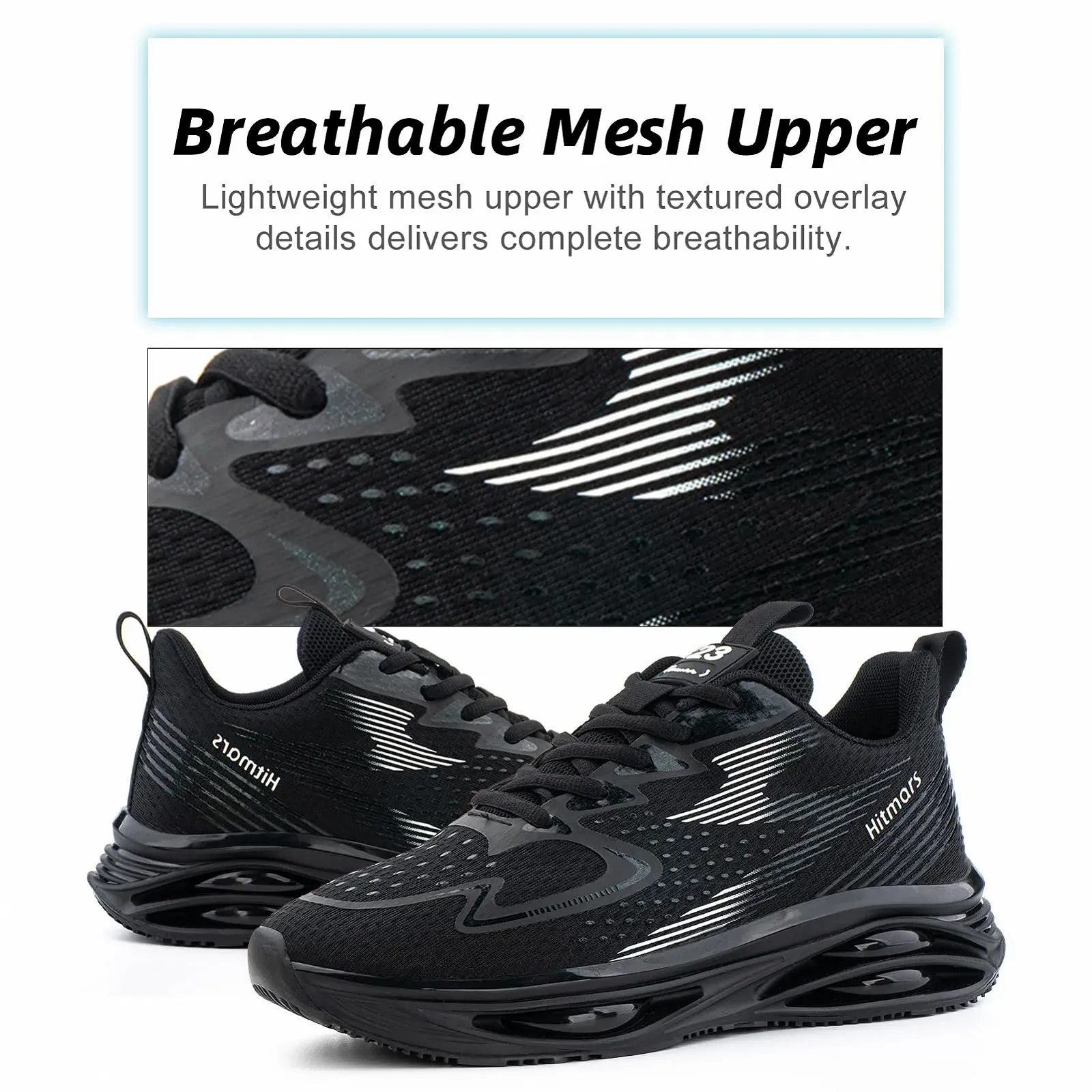 Кросівки Hitmars Спортивні Легкі Чорний EU 36-47, фото №3 Кросівки Hitmars Спортивні Легкі Чорний EU 36-47, фото №3
