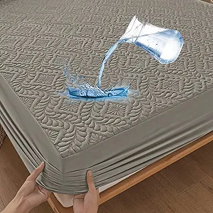 Водонепроникний Наматрацник на матрац 180 x 200 см 3D візерунок, Суперпоглинаючий, Дихаючий Сірий - Фото 1