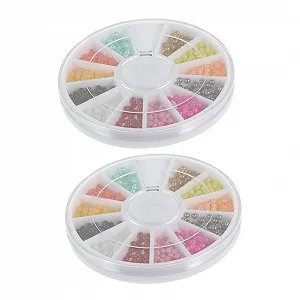 Украшение для ногтей FRCOLOR 2 коробки Бусины Аксессуары для ногтей Миниатюрное украшение Драгоценные камни для ногтей Цветной бисер Блестящий бисер Ювелирный бисер Поделки Цветной бисер 3D Пластик Ручная работа - Фото 1