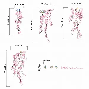 Наклейки на стіну Amimagen Гілка квітучої сакури птахи рожеві квіти для спальні та вітальні - Фото 1