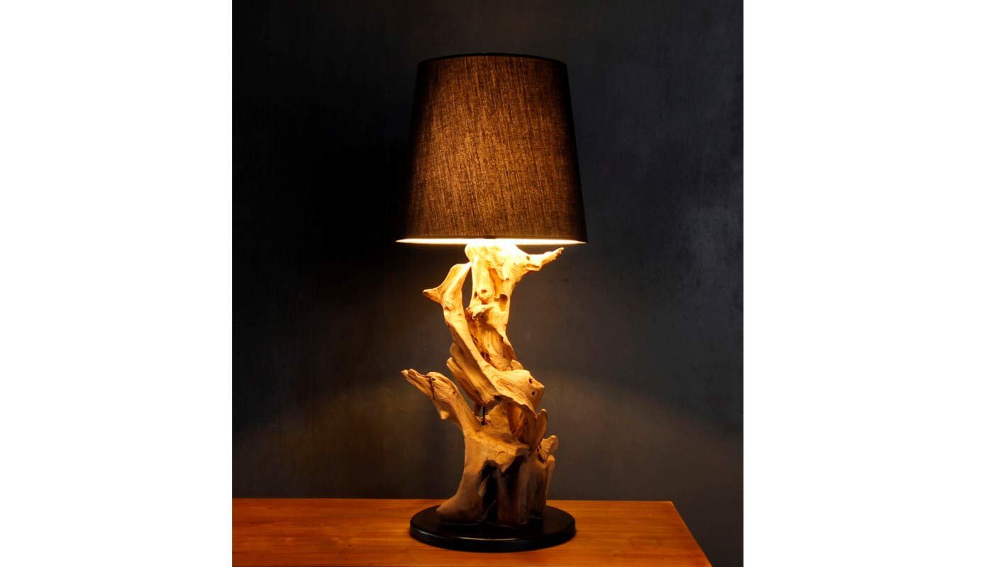 Настільна лампа IKAL Teak Wood 82 см ручної роботи Чорна, фото №4