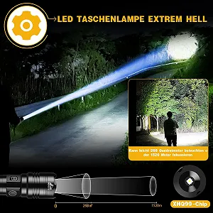 Ліхтар LED Акумуляторний 500 000 Люмен, LED Надзвичайно Яскравий Працює від Акумулятора, Дуже Яскравий Тактичний synthetic.ua - Фото 1