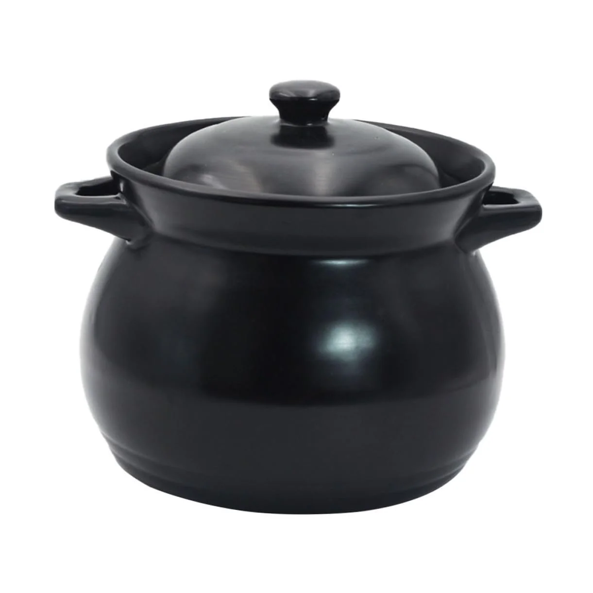 Кастрюля-жаровня керамическая с крышкой жаропрочная черная для газовых плит, фото №1