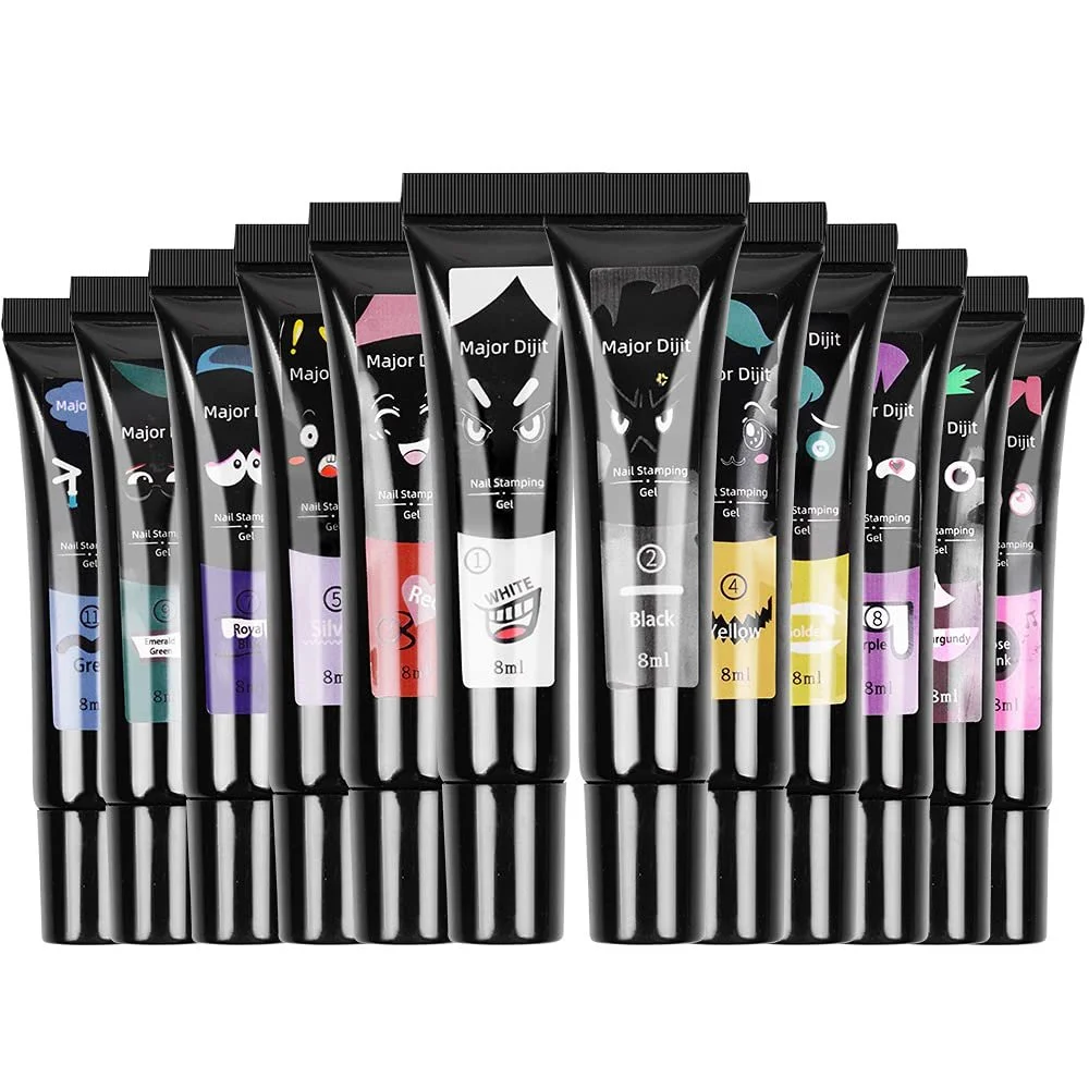 Гель для стемпінгу DouborQ 8 мл УФ-гель лак для стемпінгу 12 кольорів (12 кольорів/набір), фото №3