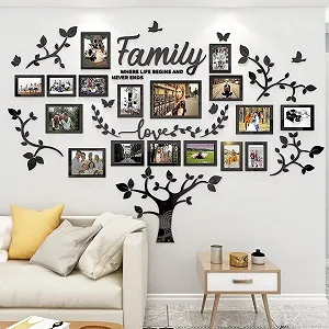 Наклейка на стіну Family Tree 3D DIY з фоторамками 146 x 207 см Чорна synthetic.ua - Фото 1
