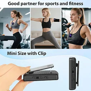 MP3-плеер Sport 32 ГБ 1,8-дюймовый TFT цветной экран с клипсой FM-радио, встроенный динамик с наушниками, расширяемый до 128 ГБ SD-карты synthetic.ua - Фото 1