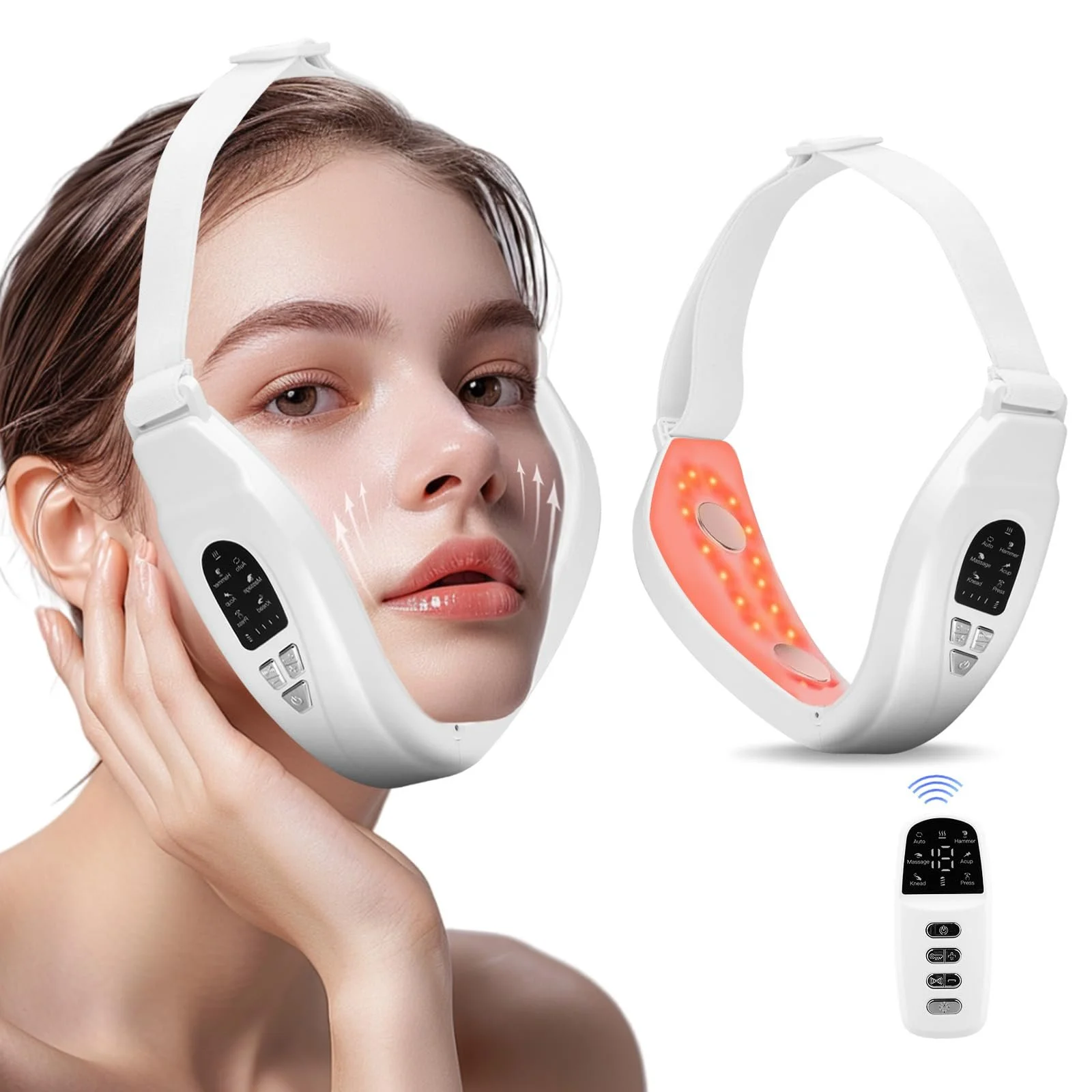 Масажер для корекції V-контуру обличчя EMS 6 режимів 18 рівнів інтенсивності 40°C З пультом ДК Складаний, фото №1