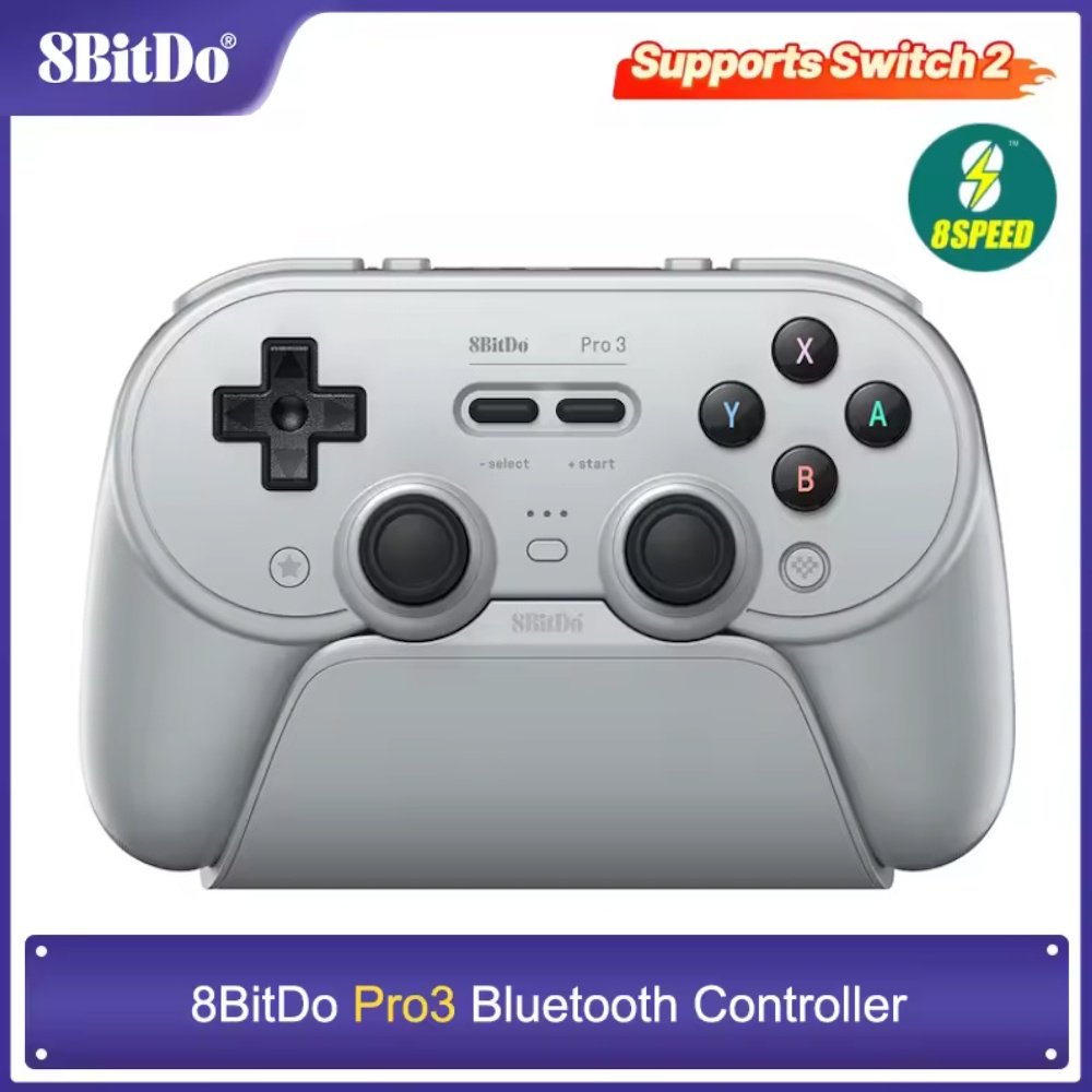 Геймпад 8Bitdo Pro 3 Windows/Android/Switch 2/macOS TMR White + Док-станція, фото №1 Геймпад 8Bitdo Pro 3 Windows/Android/Switch 2/macOS TMR White + Док-станція, фото №1