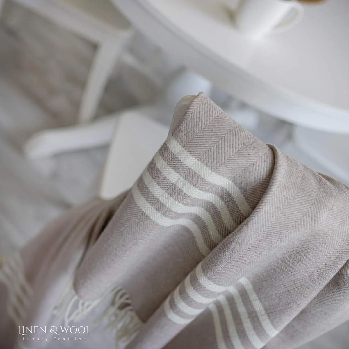 Плед Вовна мериноса Linen & Cotton Brooklyn Коричневий Натуральний (140 x 200 см), фото №4