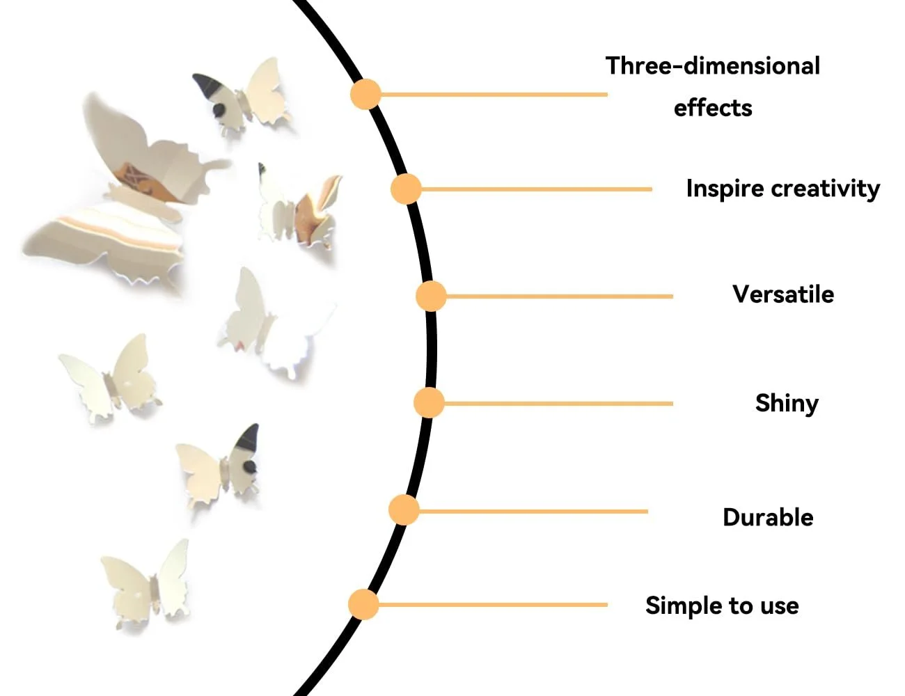 Наклейки на стіну Метелики Набір 36 шт. Дзеркальні Сріблясті, фото №4 Наклейки на стіну Метелики Набір 36 шт. Дзеркальні Сріблясті, фото №4