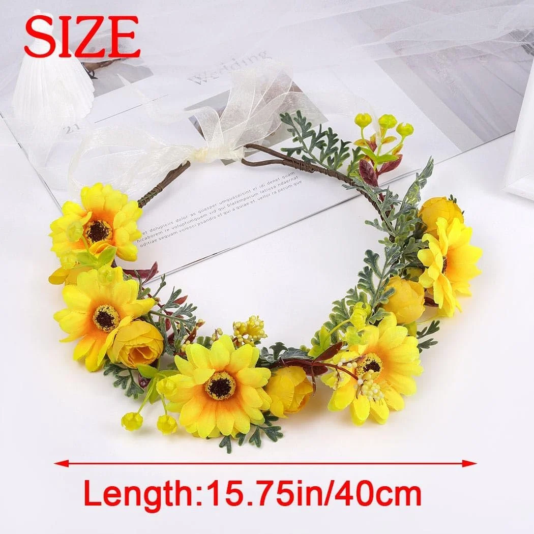 Вінок для волосся IYOU Boho з ромашками, соняшниками, фото №6