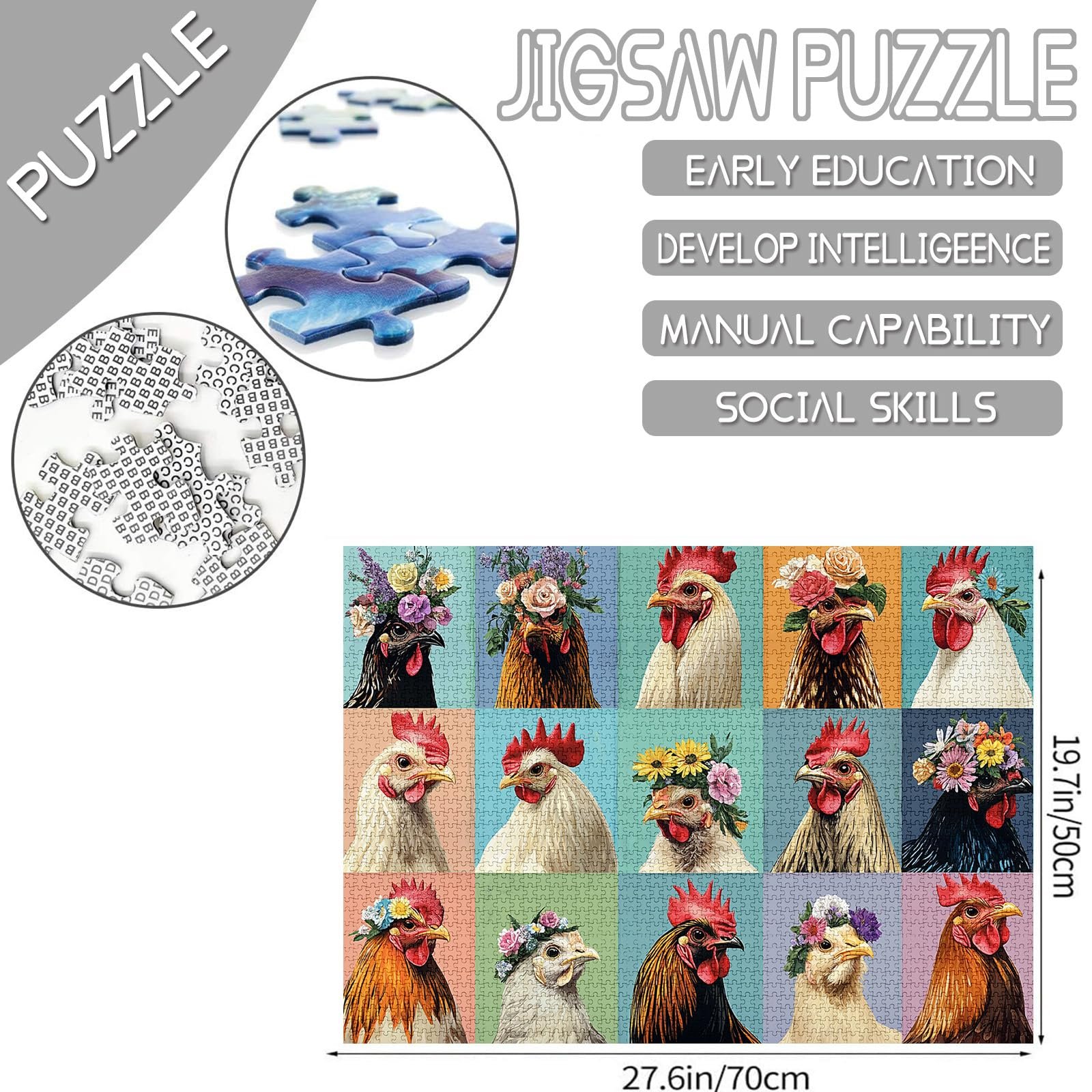 Пазл Tucocoo Adorable Rooster Rooster Portraits 1000 элементов 50 x 70 см, фото №2