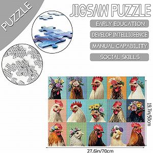 Пазл Tucocoo Adorable Rooster Rooster Portraits 1000 элементов 50 x 70 см synthetic.ua - Фото 1