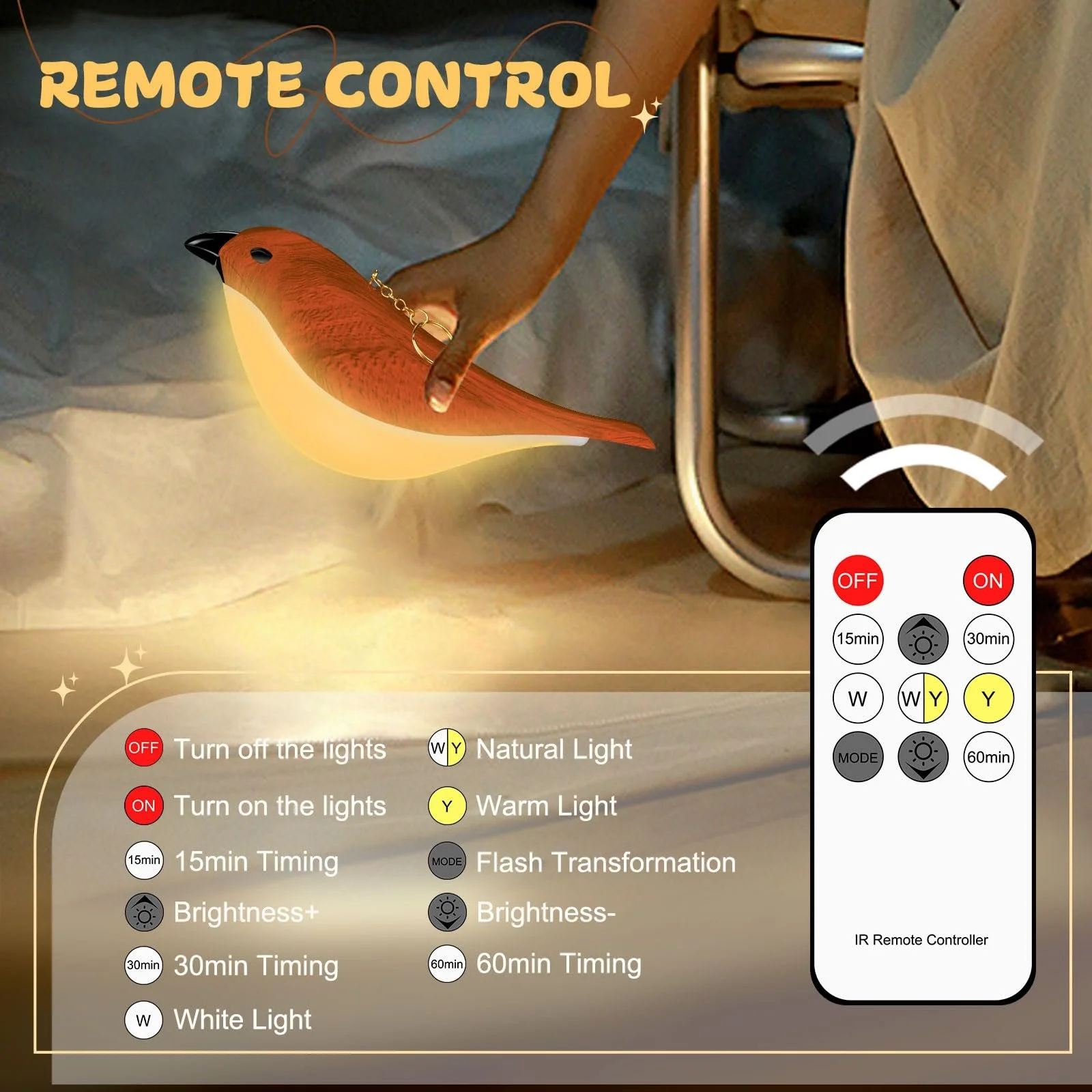 Настільна лампа LAVAED Stand Bird сенсорна акумуляторна USB червона, фото №5