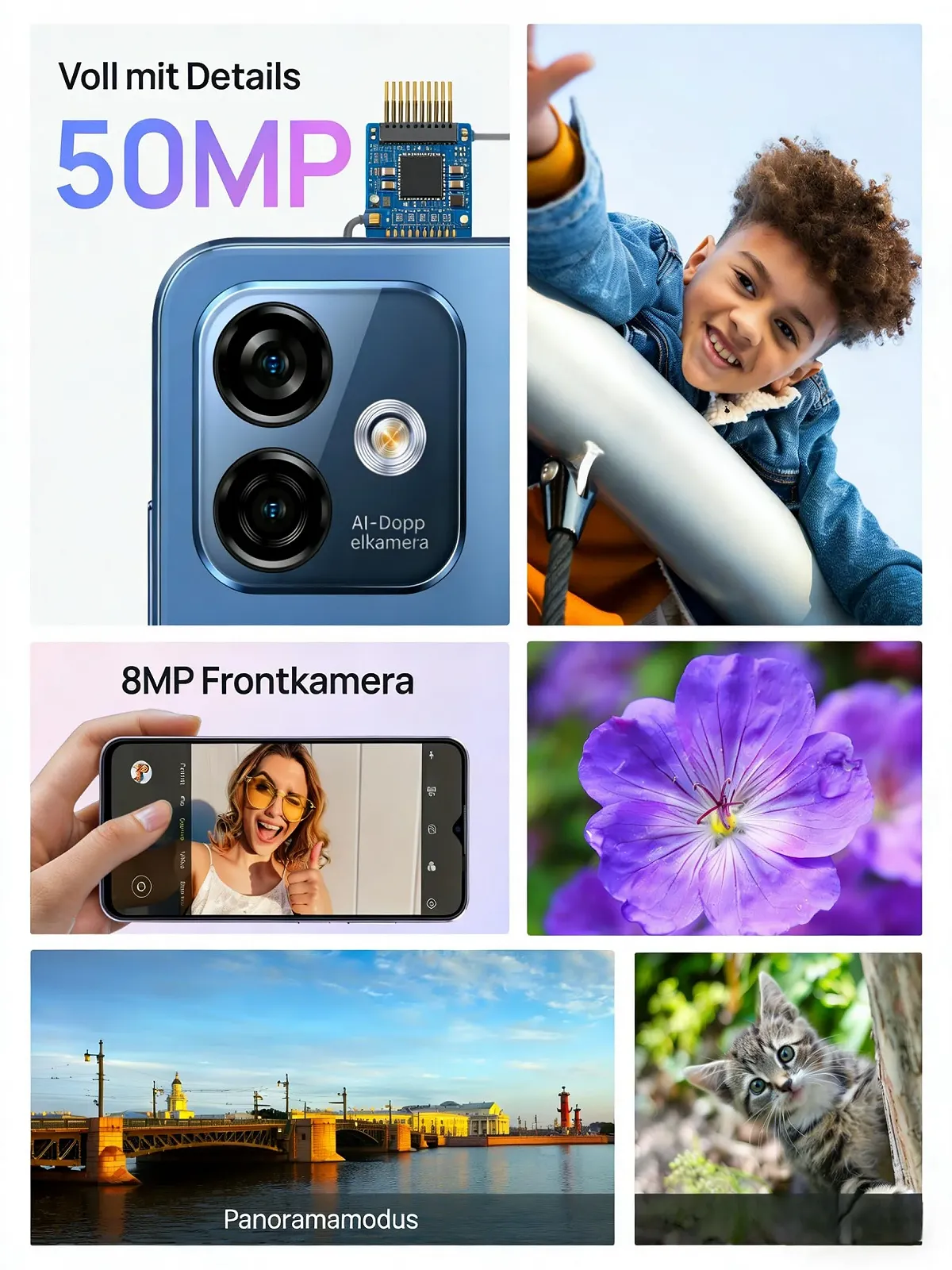 Смартфон Ulefone Note 16Pro 16/128ГБ 50+8МП 6,52" HD+ 4G Dual SIM Blue, фото №2