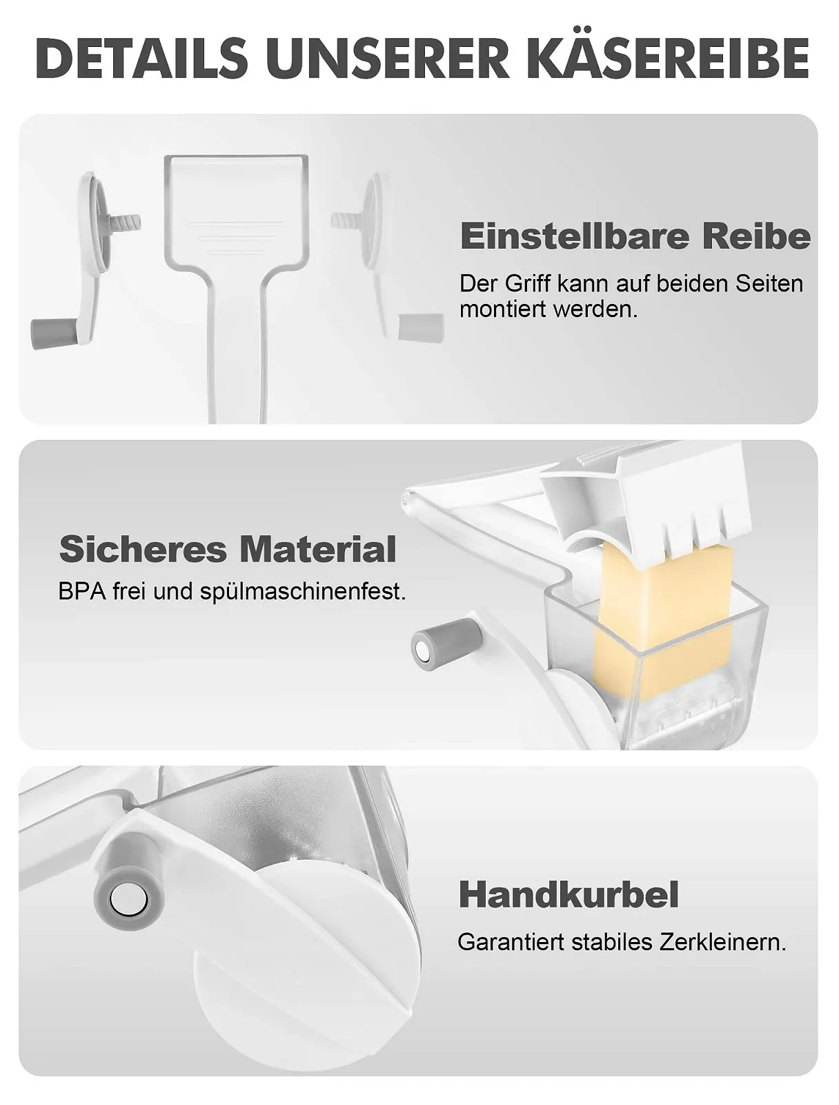 Терка GDL для пармезану, компактна кухонна, фото №5