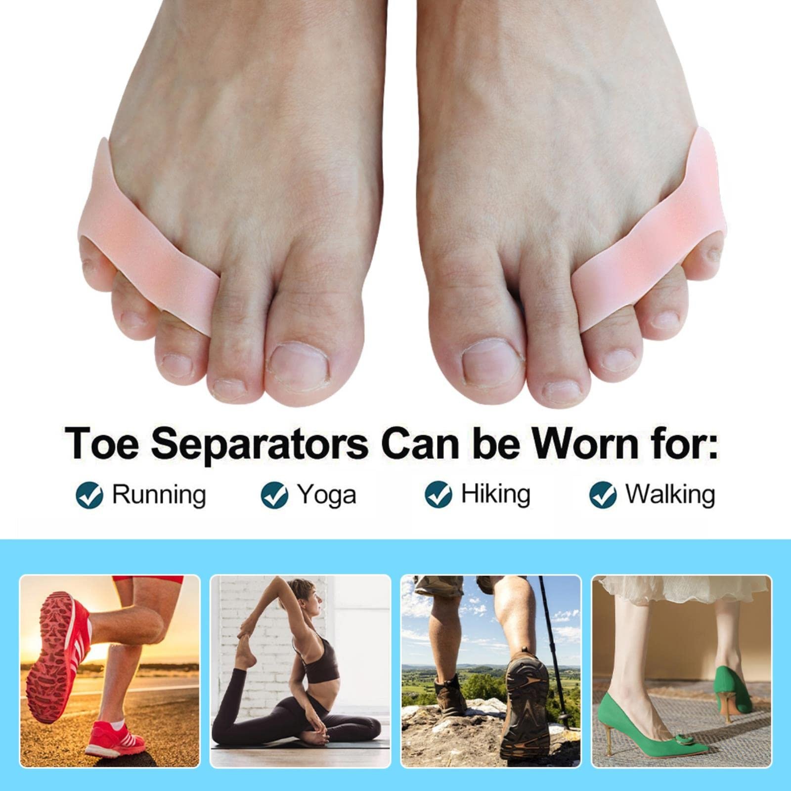 Роздільник для мізинця 3-отвори 2шт/мішок Коректор вальгусної деформації, фото №2