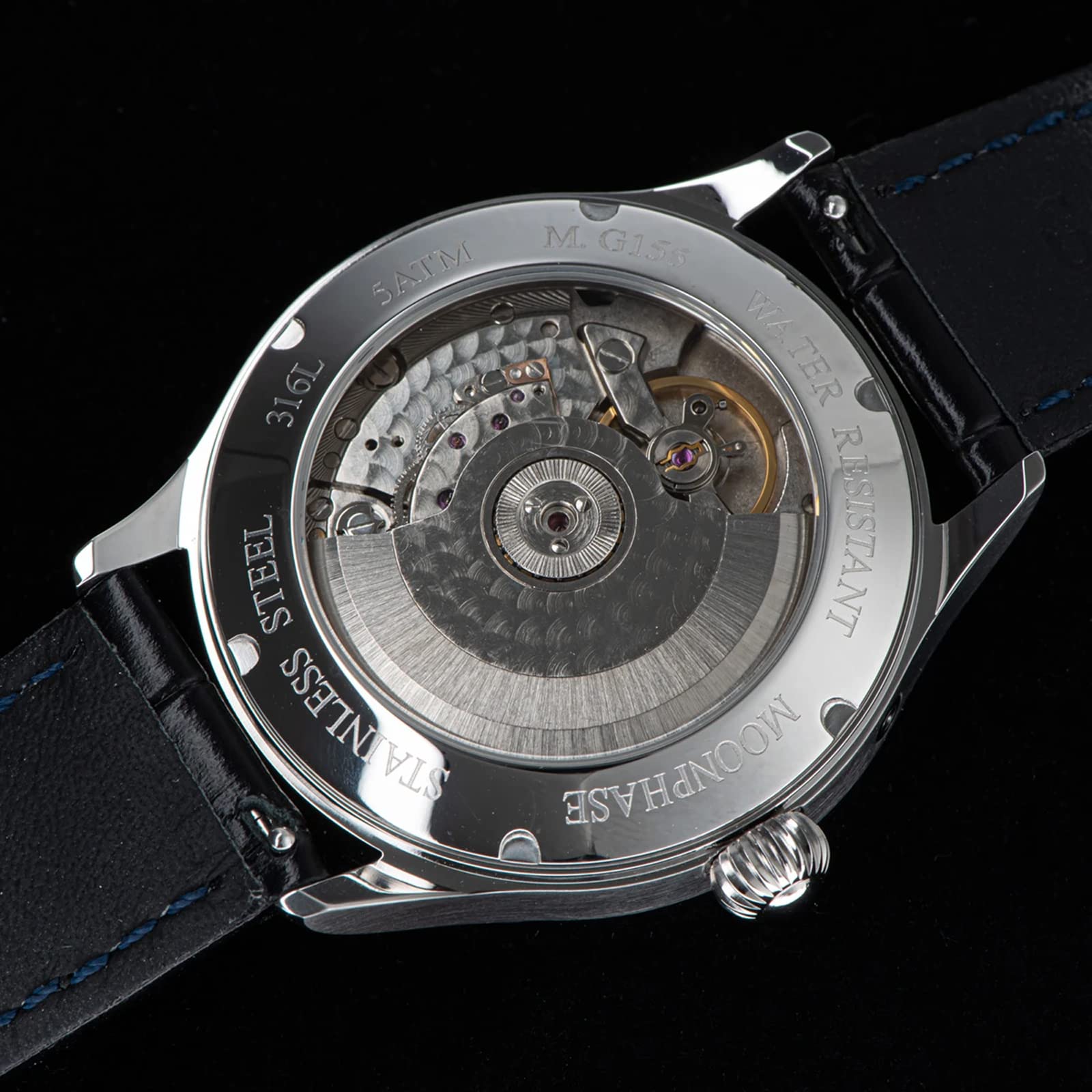 Годинник Sugess MoonPhase Master Seagull ST2528 Sapphire Glass Men's Automatic Mechanical 1963 Black 41mm Чорний, фото №7