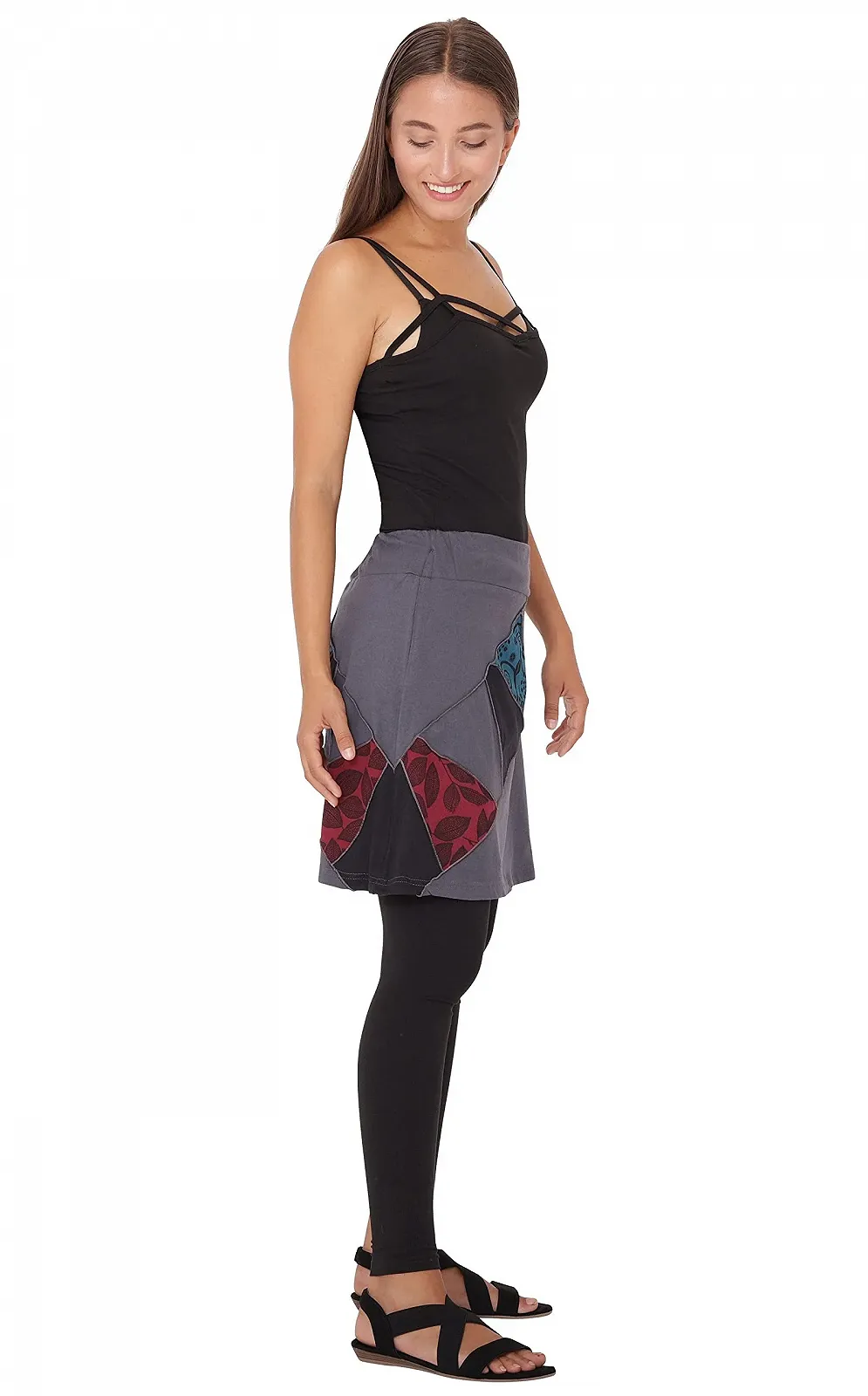 Трикотажная юбка PUREWONDER SK274 женская летняя с вставками, фото №3