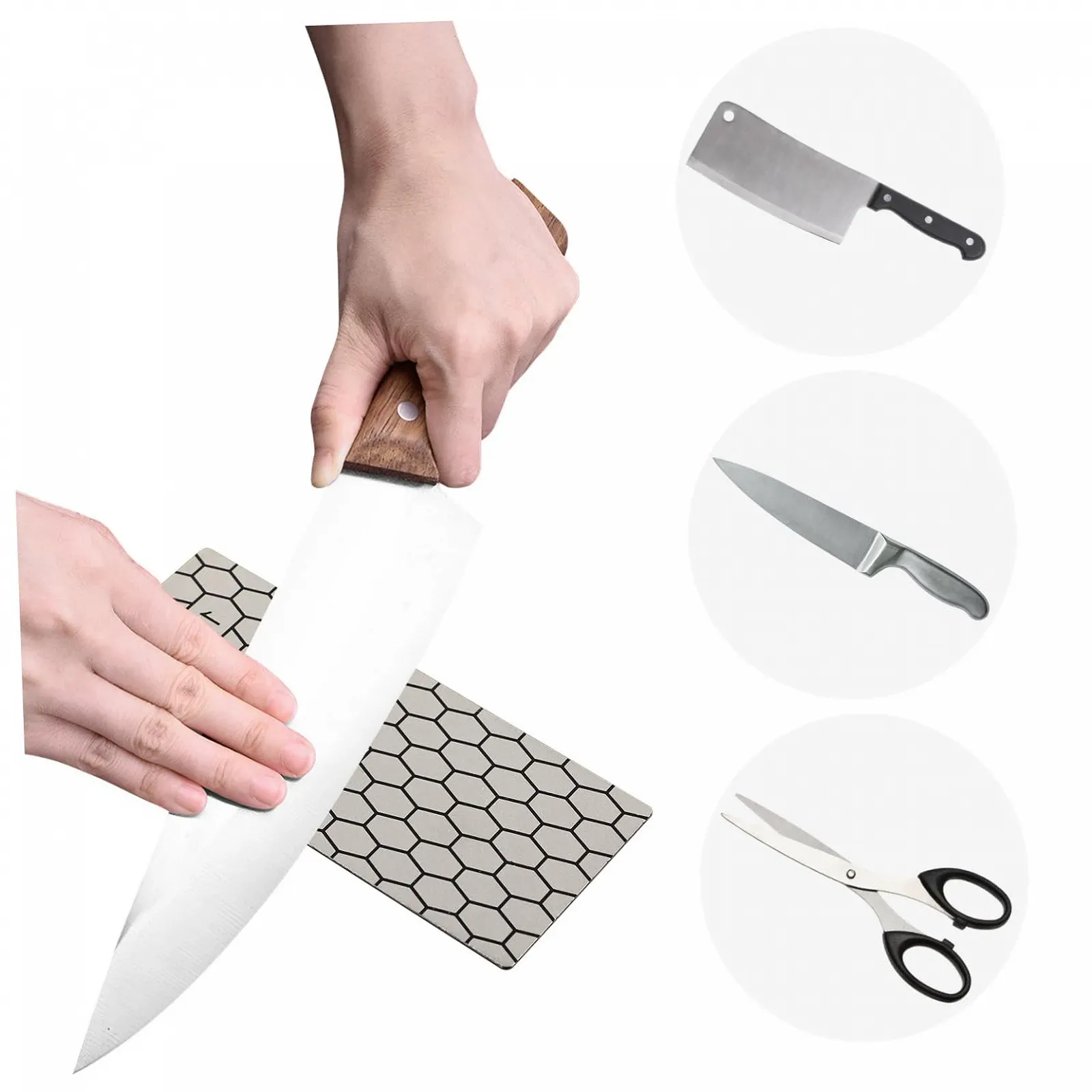 Точильні камені алмазні двосторонні набір 3 шт. з нековзною основою для кухонних ножів, фото №7