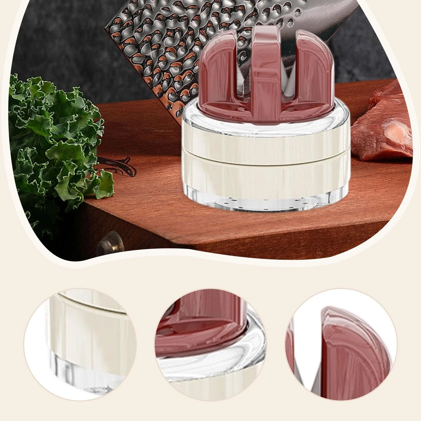 Точило для ножів Ручне на присосці Компактне Вольфрамова сталь Червоне, фото №6