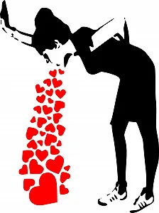 Наклейка на стіну Broomsticker Banksy Love Sick Iconic Graffiti 60 см x 80 см / 24 x 32 дюйми - Фото 1