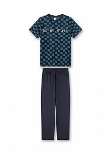 Комплект пижамный Sanetta для мальчиков, шорты, синий - Фото 1