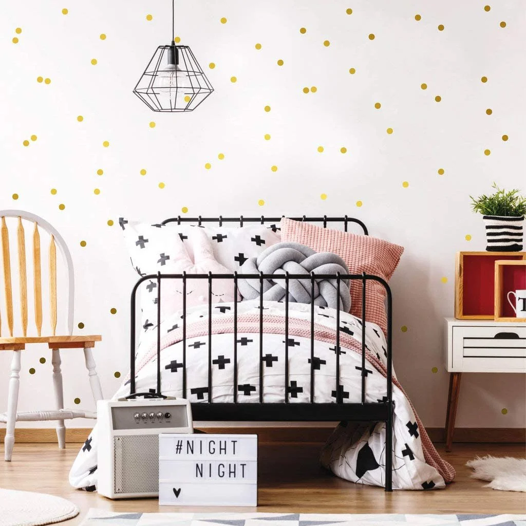 Наклейки на стену Confetti Dots 192 шт. 3.3 см золотистые, фото №4