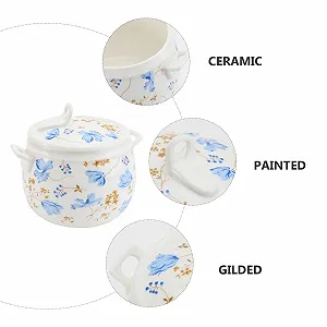 Кастрюля для тушения Keramik керамическая с крышкой декор Орхидеи термостойкая с ручками synthetic.ua - Фото 1