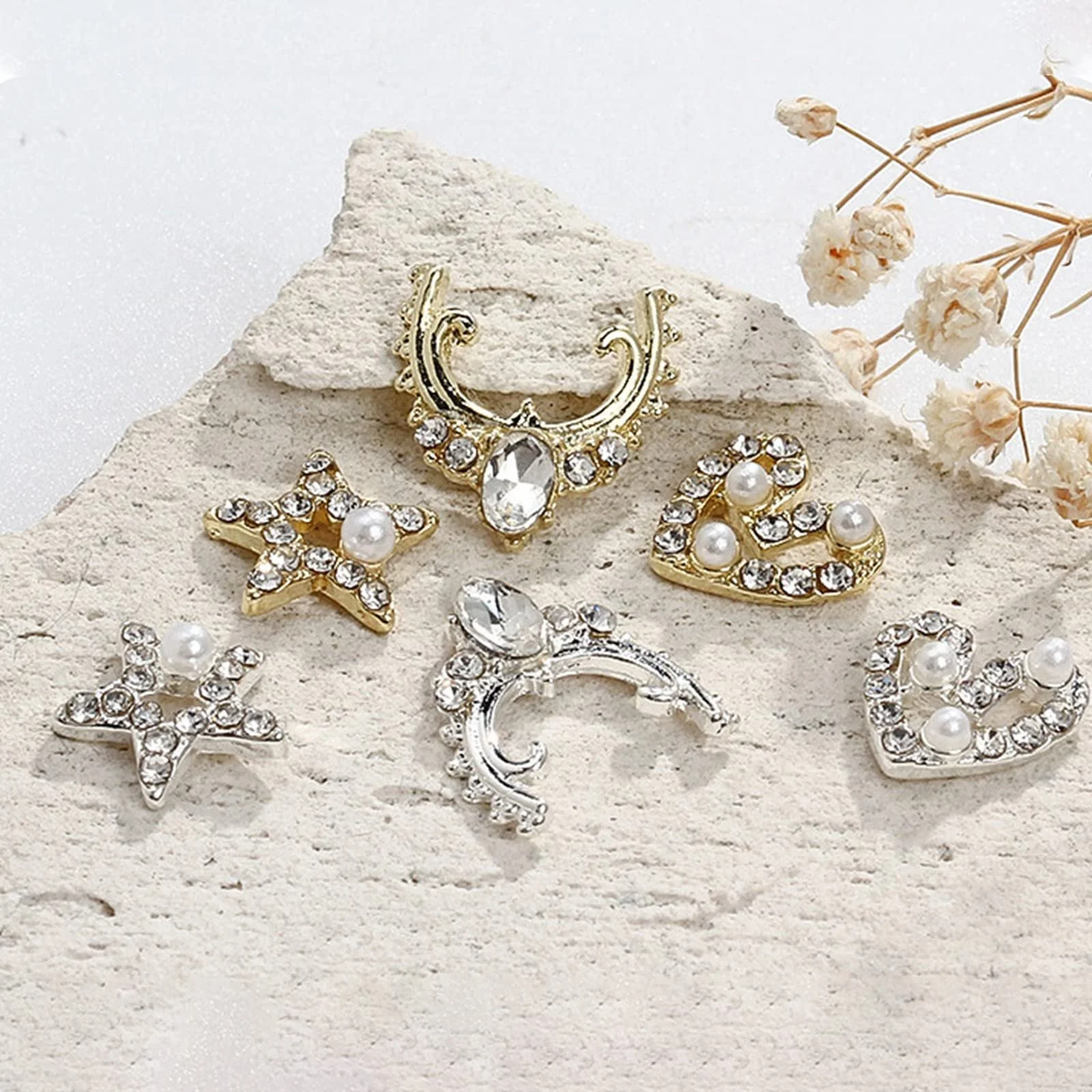 Стрази для нігтів Любов, п'ятикутна зірка, сплав, 60 шт, фото №4