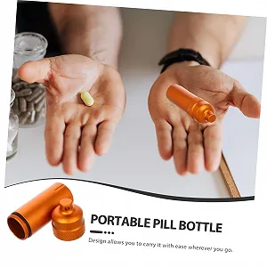 Контейнер для медикаментів водонепроникний тримач таблеток таблетниця футляр для ліків дорожній контейнер для таблеток помаранчевий алюмінієвий сплав synthetic.ua - Фото 1