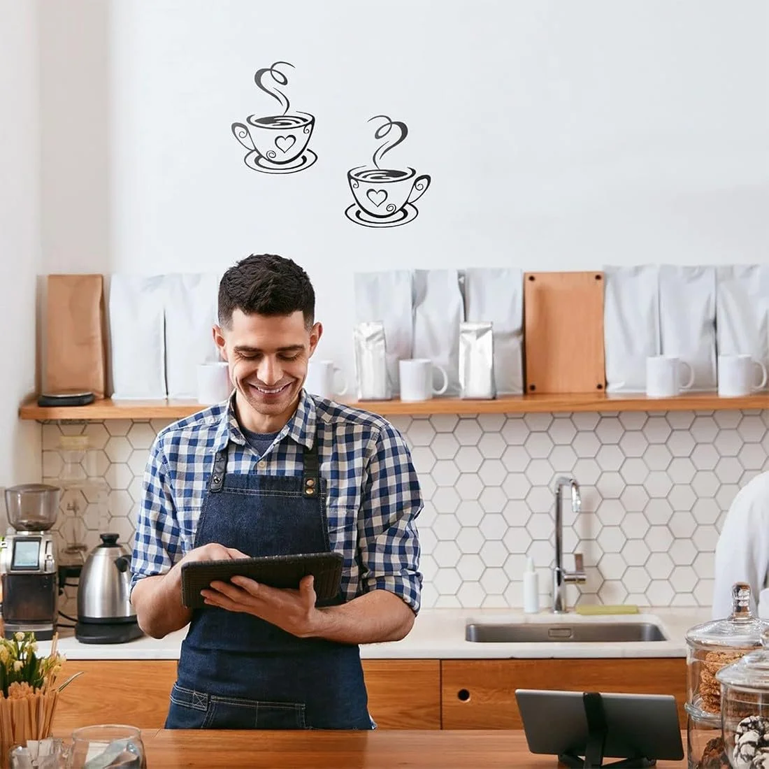 Наклейки на стену Набор 2 шт Кофе Черные, фото №5