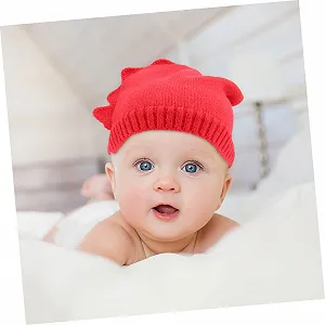 Шапка VALICLUD, в'язана гачком для новонароджених, зимова, червона, 1 шт. в упаковці synthetic.ua - Фото 1