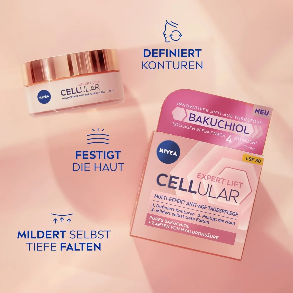 Денний крем NIVEA Cellular Expert Lift Multi-Effect антивіковий зволожувальний SPF 30 50 мл, фото №2 Денний крем NIVEA Cellular Expert Lift Multi-Effect антивіковий зволожувальний SPF 30 50 мл, фото №2