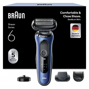 Електробритва Braun Series 6 61-B4500cs із насадкою-тримером для бороди SensoFlex зарядна станція вологе та сухе гоління Blue - Фото 1