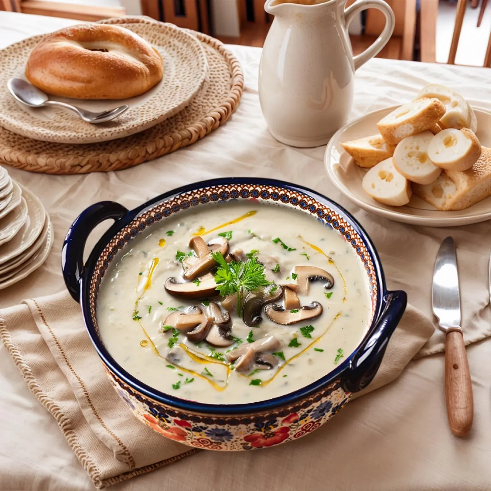 Форма для запекания 950 мл круглая керамическая термостойкая с ручками цветочный принт, фото №3